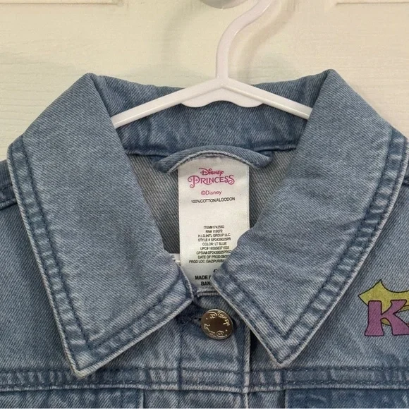 Disney Baby Girl Blue Jean Jacket with All Princess Paint on the back